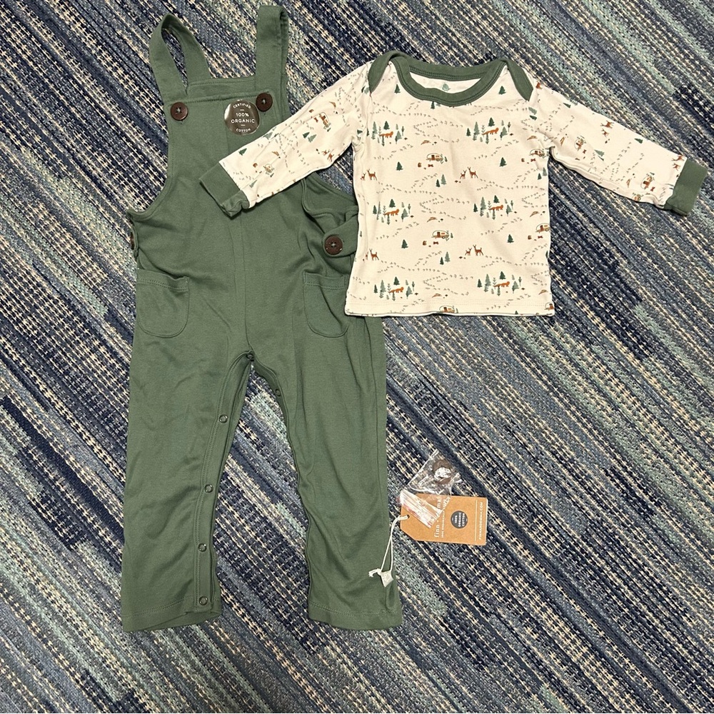 Finn + Emma Organic Cotton Overall & Top Set 9-12 month